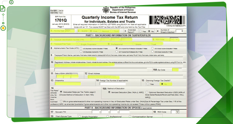 Overview of BIR Form 1701-1